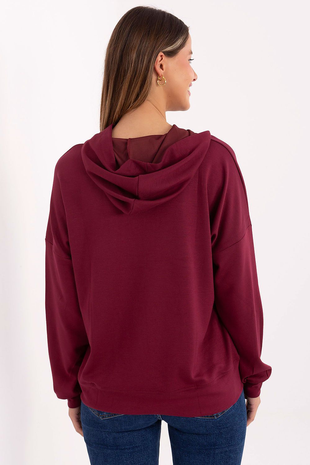 Chic women's casual hoodie by Relevance, crafted from a comfortable viscose-polyester fabric, designed to enhance your casual wardrobe with effortless style.