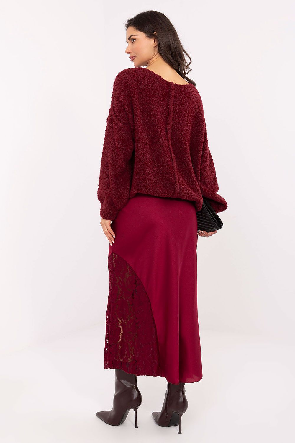 Elegant Mermaid Midi Skirt by Rue Paris featuring a lace insert and comfort fit, perfect for enhancing feminine silhouettes in both casual and formal settings.