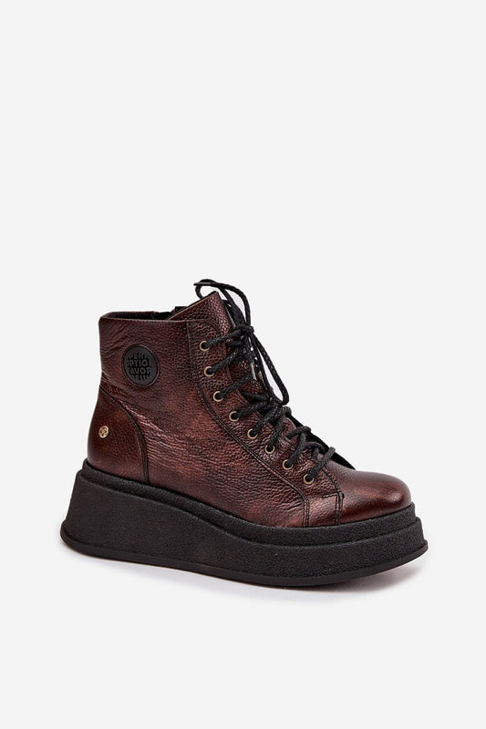 Stylish Maciejka Women's Leather Boots featuring a chic platform and lace detail, perfect for luxury footwear lovers - Size EU 36-41 by Step in Style.