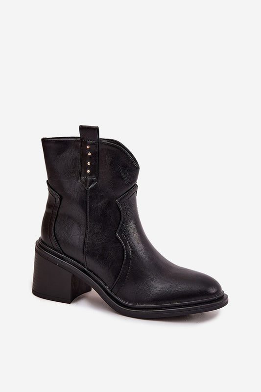 Chic and elegant Women's Eco Leather Cowboy-Style Ankle Boots with zipper closure and luxurious design by Step in Style, ideal for versatile outfits.