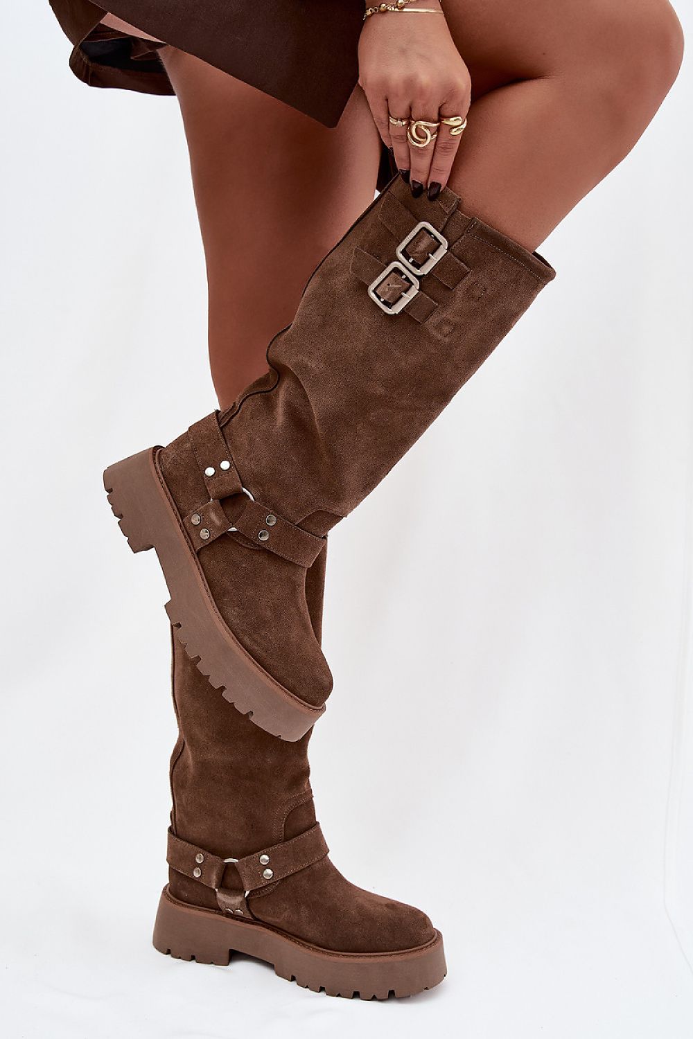 Glamorous Women's Thigh-High Boots in suede by Step in Style, designed for comfort and warmth with a stable platform heel.