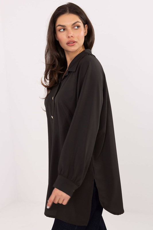Luxurious women’s shirt featuring trendy puff sleeves, crafted from high-quality polyester for ultimate comfort, available from Factory Price.