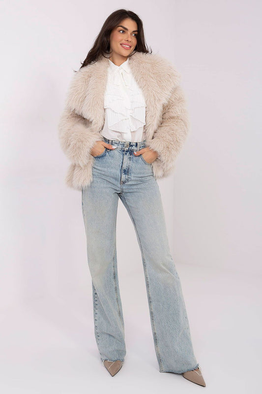 Elegant Long Sleeve Women's Shirt by Italy Moda featuring a luxurious pleated jabot and tailored fit in EU sizes 0-4.