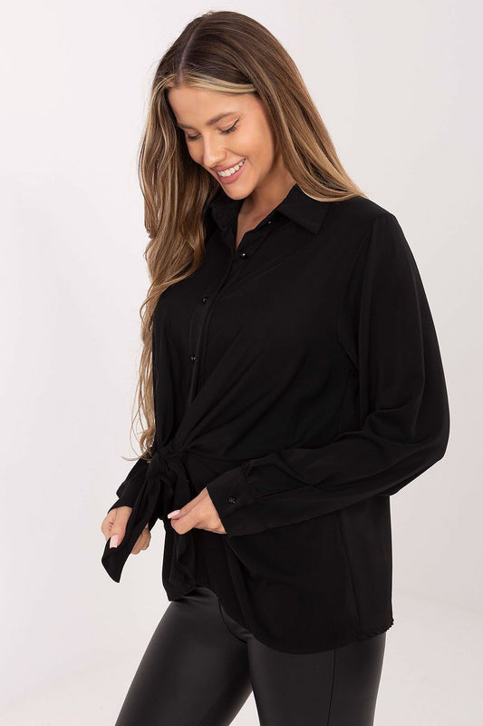 Elegant Women's Long Sleeve Polyester Shirt by Factory Price, shown in EU Size 0, perfect for formal and everyday wear.