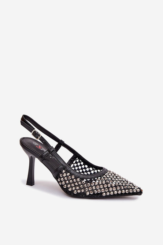 Sophisticated open back high heels for women by Step in Style, adorned with stylish studs and perfect for evening outings.