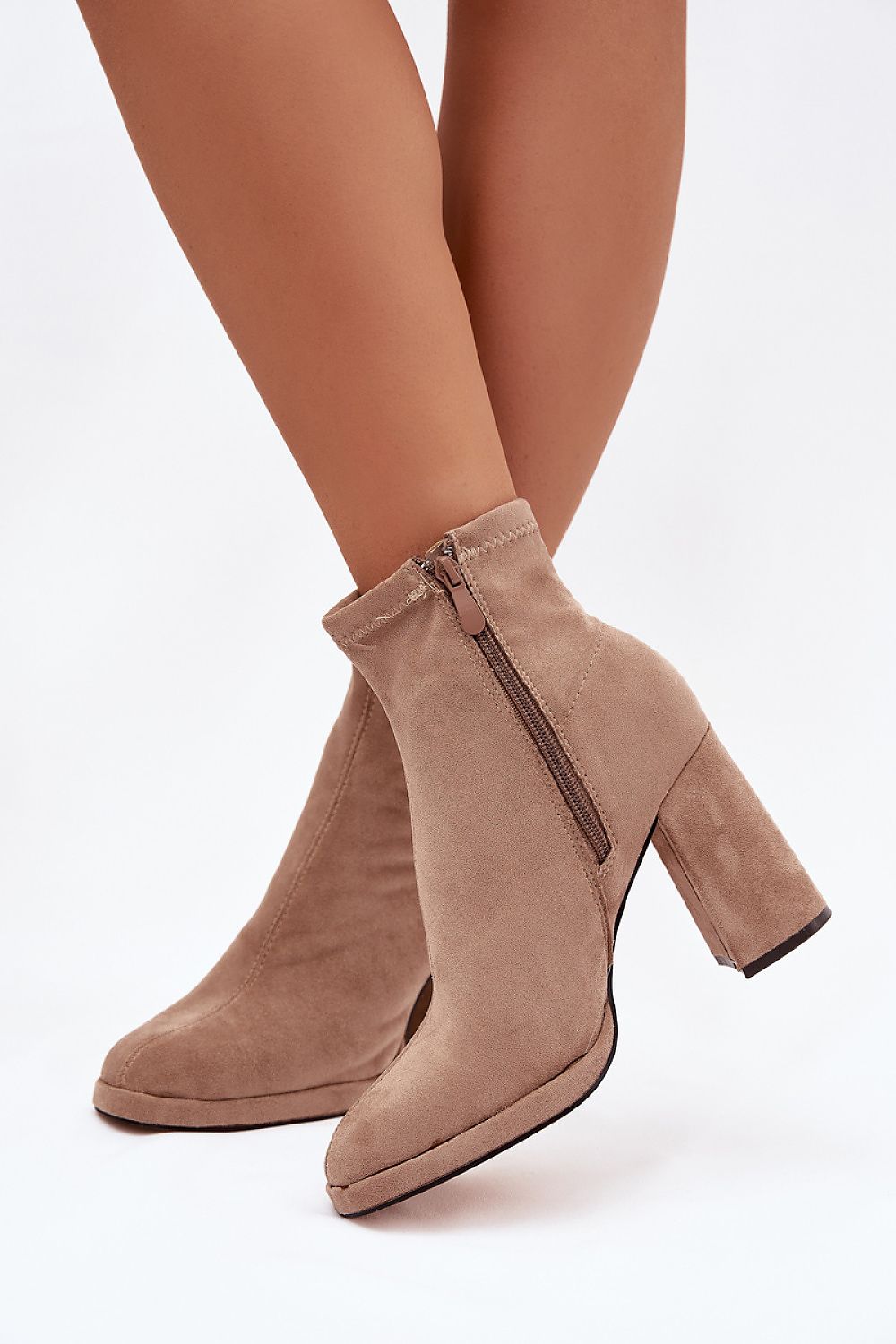 Luxurious eco-suede ankle boots for women by Step in style, designed with decorative stitching and a comfortable 9.5 cm heel, ideal for sophisticated outfits.
