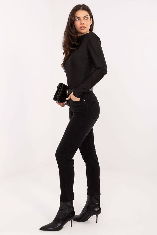 Luxurious women's skinny fit jeans by Factory Price, crafted from a premium cotton blend, showcasing a modern silhouette with a regular waist and sleek tapered legs.
