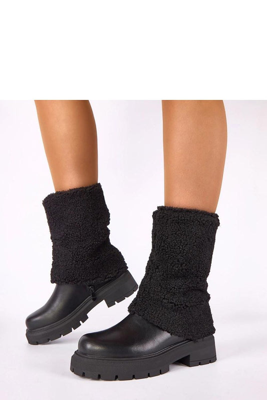 Solea Darlene Women's Black Ankle Boots featuring an elegant floral lace design and rolled upper, perfect for sophisticated autumn and winter styling.