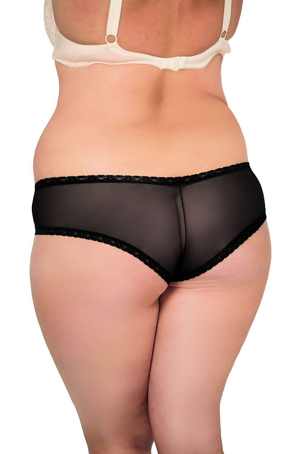 Beautifully designed SoftLine Collection luxury lace panties, perfect for fuller figures, with stylish bow accents and tulle rear.