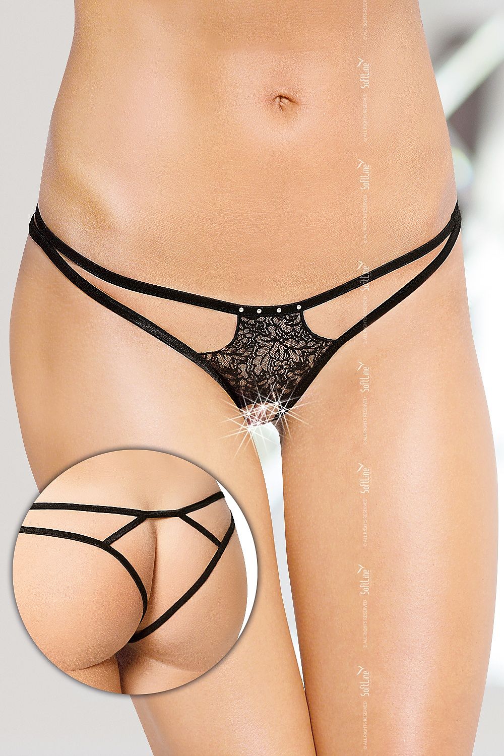 Exquisite styling of the SoftLine Collection T-Back thong, featuring intricate side strips that enhance allure and sophistication.