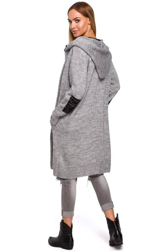 Close-up of Moe Hooded Cardigan with Straps, highlighting the intricate design and premium fabric blend, perfect for sophisticated styling.