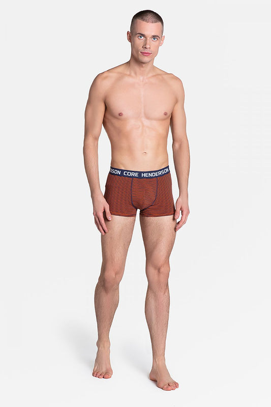 Henderson Loyd Men's Briefs 2-Pack, highlighted by a model in red striped briefs with contrasting navy waistband, offering a stylish sporty fit for discerning men.
