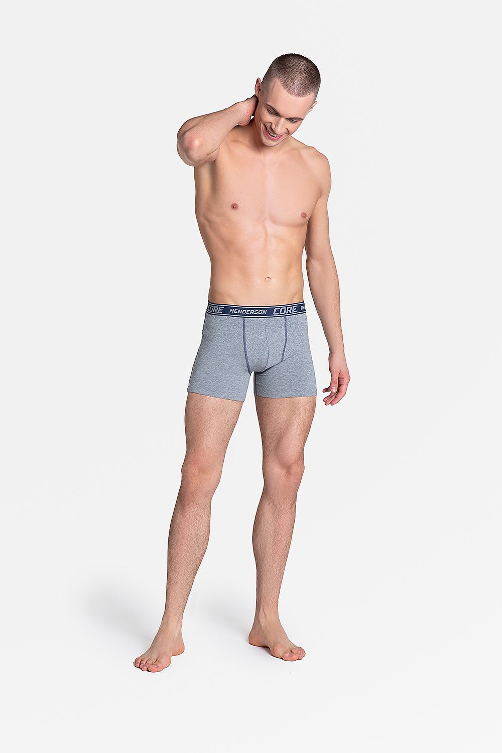 Sophisticated Henderson Men's Cotton Boxers in Grey, designed for ultimate comfort with a sporty aesthetic, embodying high-quality cotton for discerning individuals.