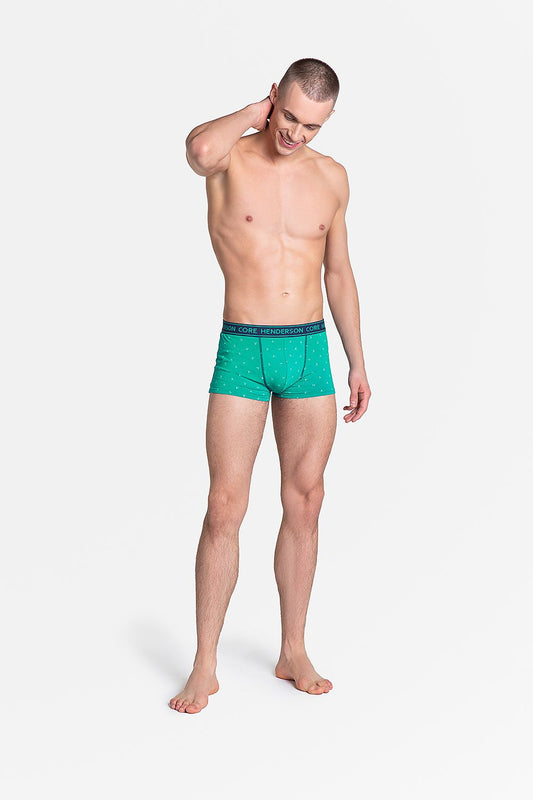 Chic Henderson men's green boxer shorts designed with a premium cotton blend and sporty aesthetic, highlighting a modern fit and vibrant colour.