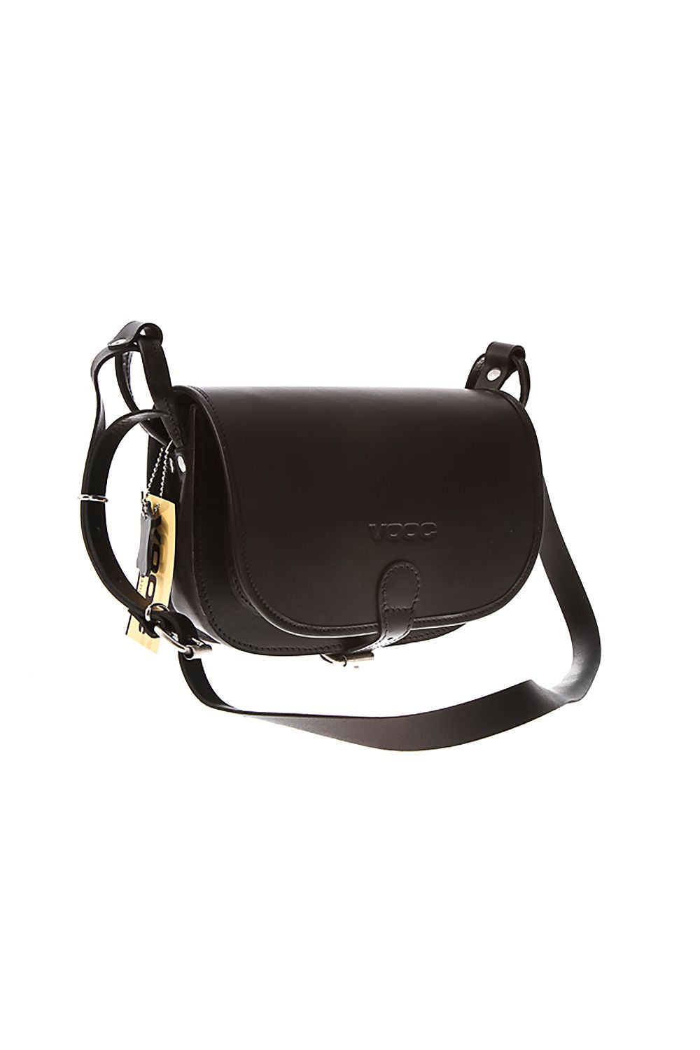 VOOC Vintage Leather Letterbox Bag for Women by Verosoft, elegantly crafted from luxurious natural juchta leather in classic black, with an adjustable strap for versatile wear and a spacious interior for essentials.