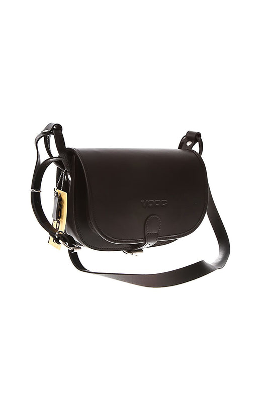VOOC Vintage Leather Letterbox Bag for Women by Verosoft, elegantly crafted from luxurious natural juchta leather in classic black, with an adjustable strap for versatile wear and a spacious interior for essentials.