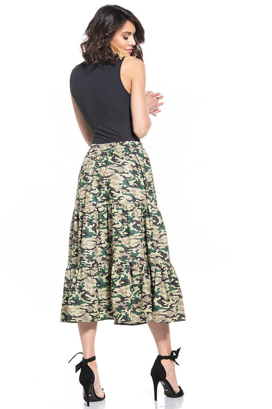 Close-up view of Tessita's Dark Moro Pattern Long Cotton Skirt featuring intricate detailing and premium fabric.