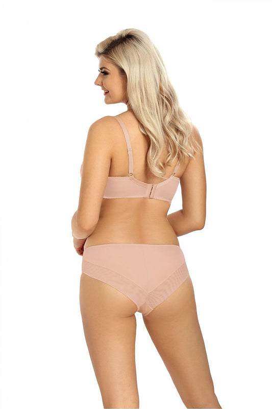 Rear view of Lupo Line delicate flesh-coloured ladies panties, emphasizing the stylish design and comfort of the cotton and spandex fabric, perfect fit available in sizes EU 36-44.