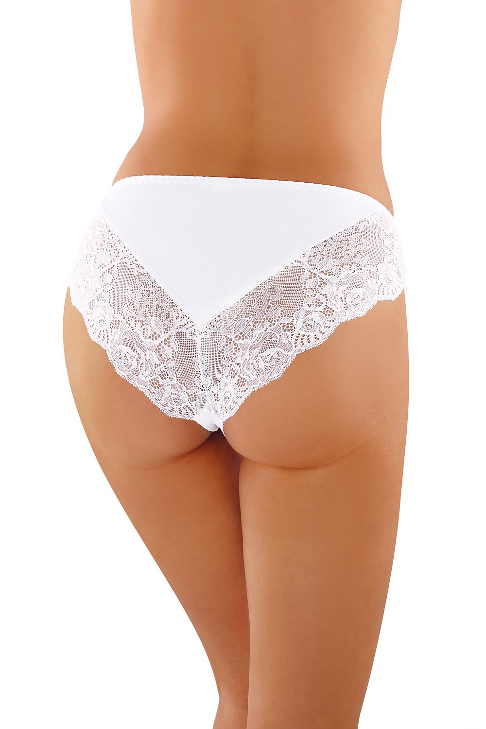 Babell Panties - Elegant white lace-back design of Brazyliana panties, showcasing refined craftsmanship and a flattering silhouette.