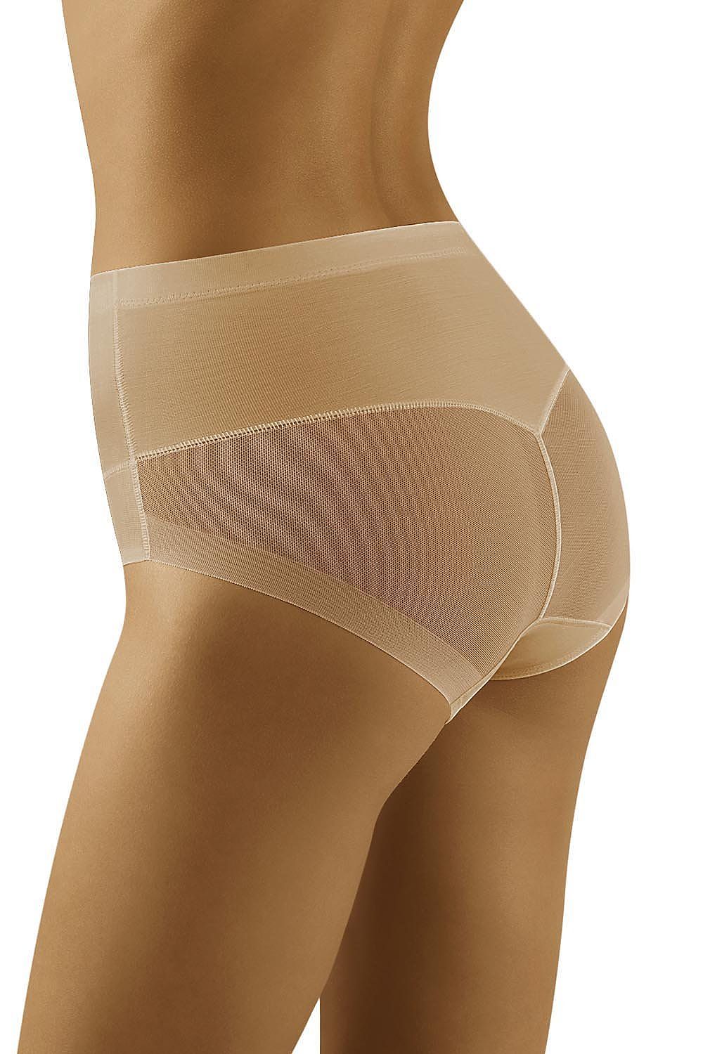 Wolbar High-Waisted Panties with Shaping and Lifting Effects, Comfortable Stretch Fabric - Back view in nude, featuring seamless design for a luxurious fit.