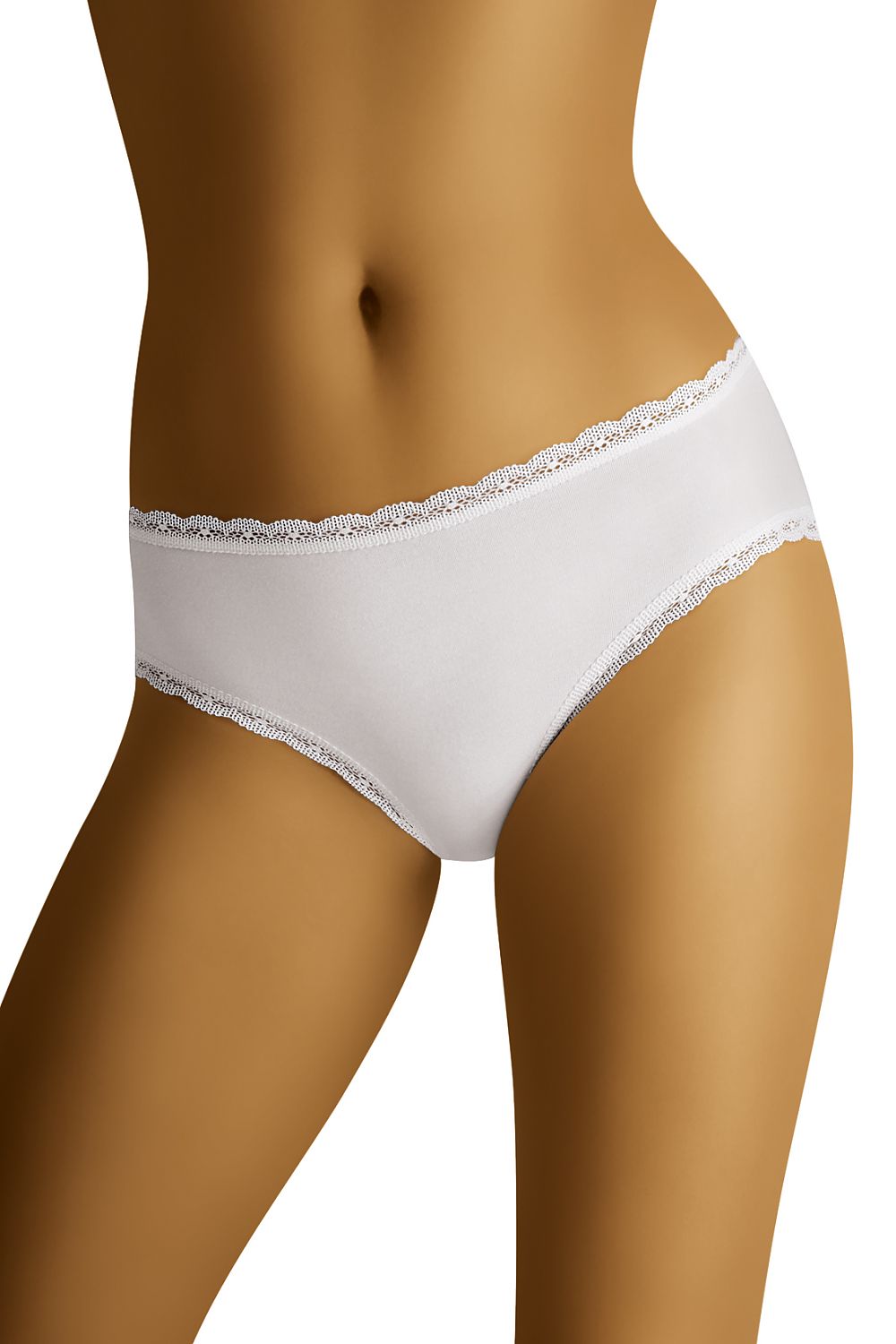 Wolbar Eco Cotton Panties with Lace Trim – Elegant white women's underwear showcasing delicate lace trim, designed for comfort and style, available in sizes M to XXL.
