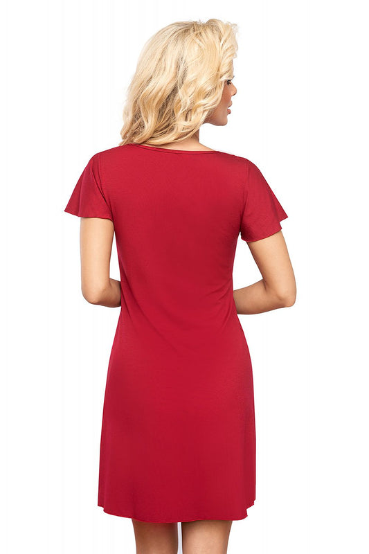 Elegant T!SSI Nightshirt with Lace Trim featuring a soft V-Neck design and comfortable butterfly sleeves, showcasing luxurious comfort and style.