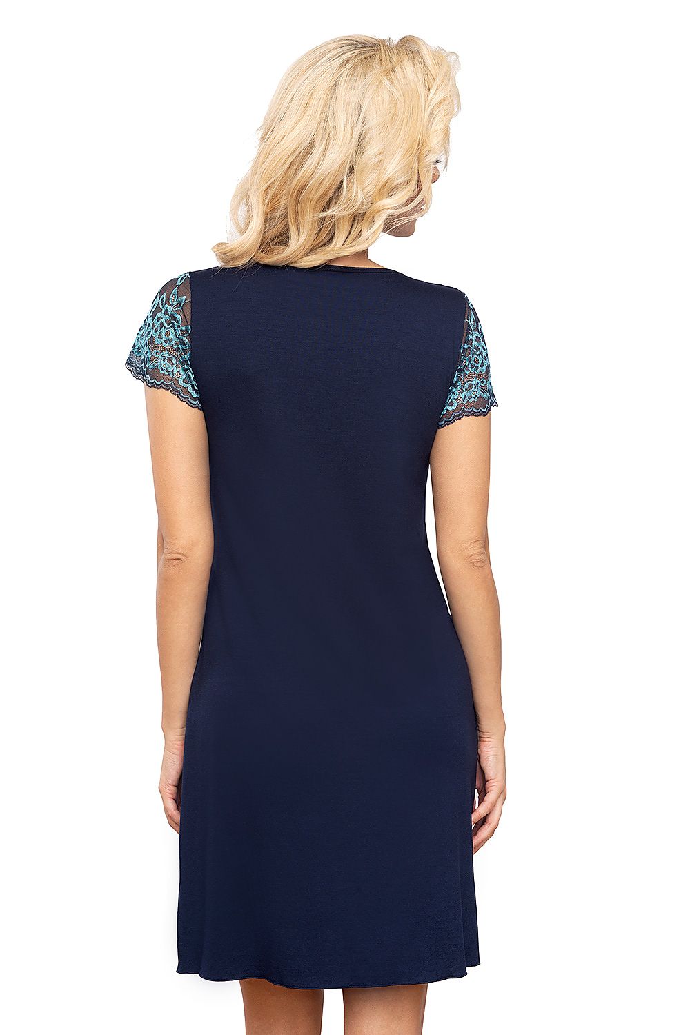 Elegant T!SSI 203 Nightgown showcasing a beautifully crafted two-tone lace trim with wide shoulder straps and a chic V-neck silhouette, ideal for stylish loungewear.