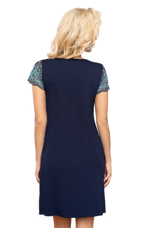 Elegant T!SSI 203 Nightgown showcasing a beautifully crafted two-tone lace trim with wide shoulder straps and a chic V-neck silhouette, ideal for stylish loungewear.