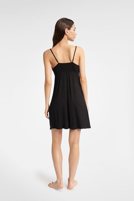 Rear view of the Henderson Blaze strapless nightgown for women, highlighting the adjustable straps and soft fabric flow, perfect for a sophisticated and comfortable sleep experience.