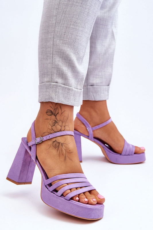 Chic lavender women's heel sandals with a sophisticated platform design and adjustable straps, offering a touch of elegance in eco suede by Step in Style.