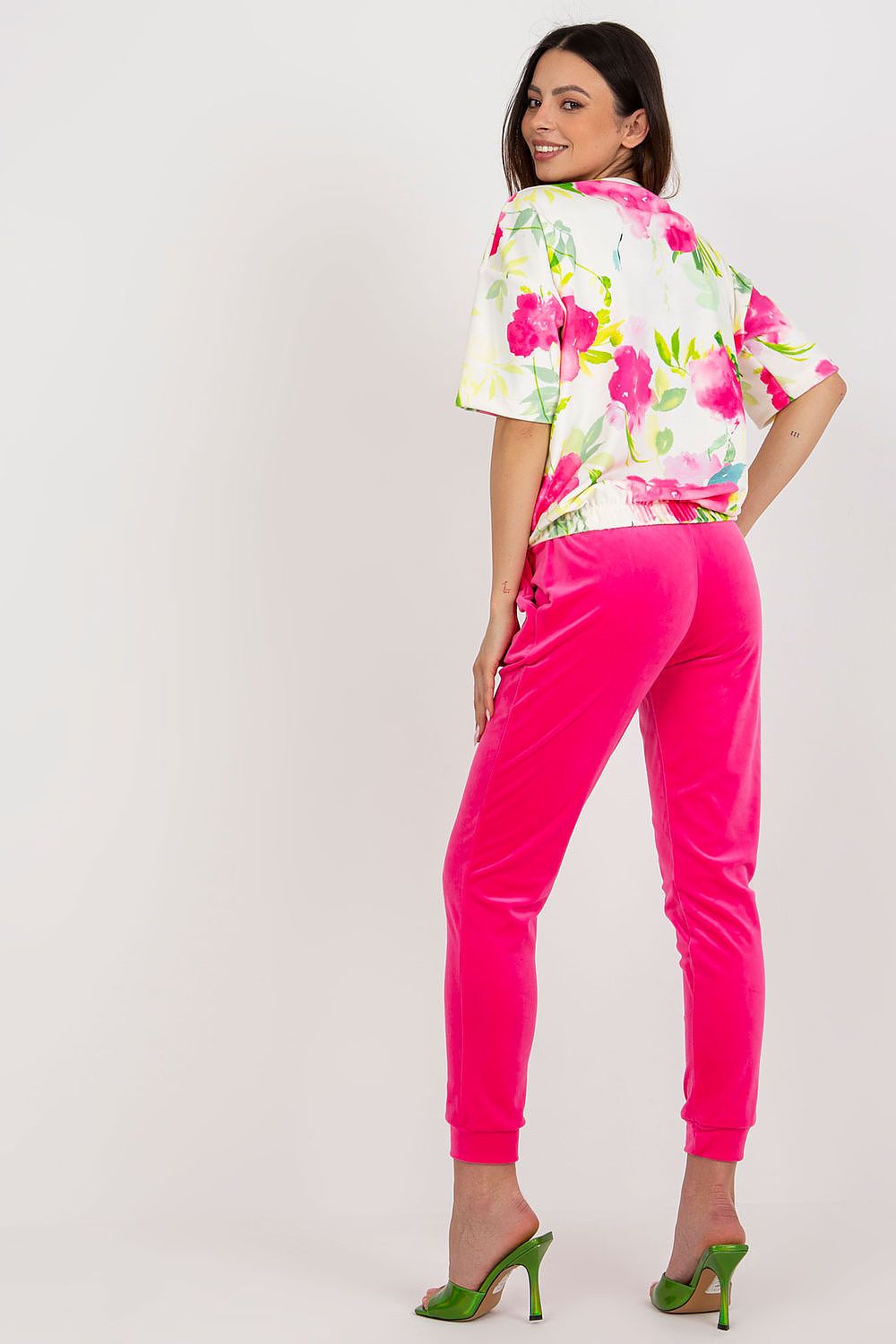 Stylish flat lay of Rue Paris velour blouse and pants set, highlighting the elegance and comfort of luxury fashion.