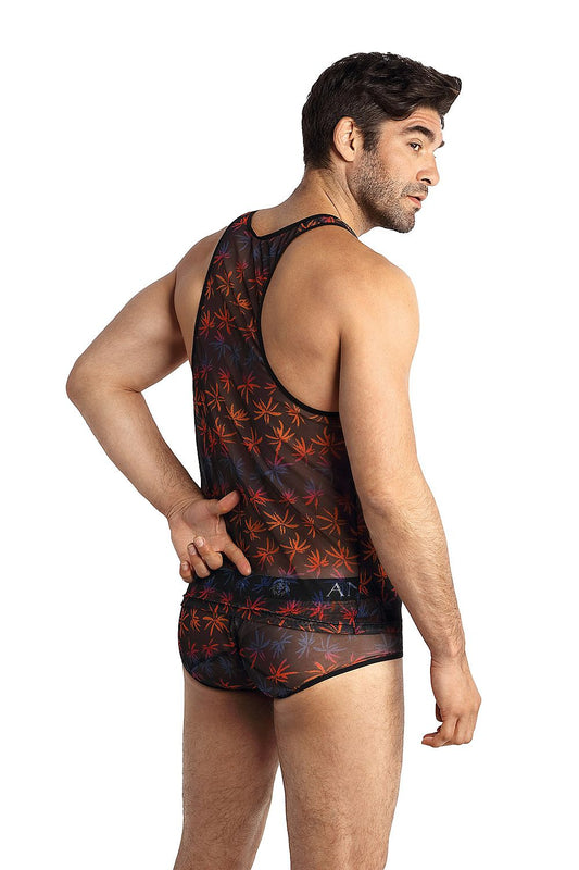 Luxury strapless singlet by Anais featuring deep cutouts, designed with a perfect fit in a premium spandex and polyamide blend for superior comfort.