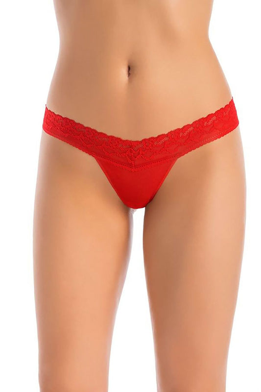 Stylish Teyli juicy red thong showcasing an exquisite lace trim, designed for elegance and allure, ideal for enhancing confidence and charm.