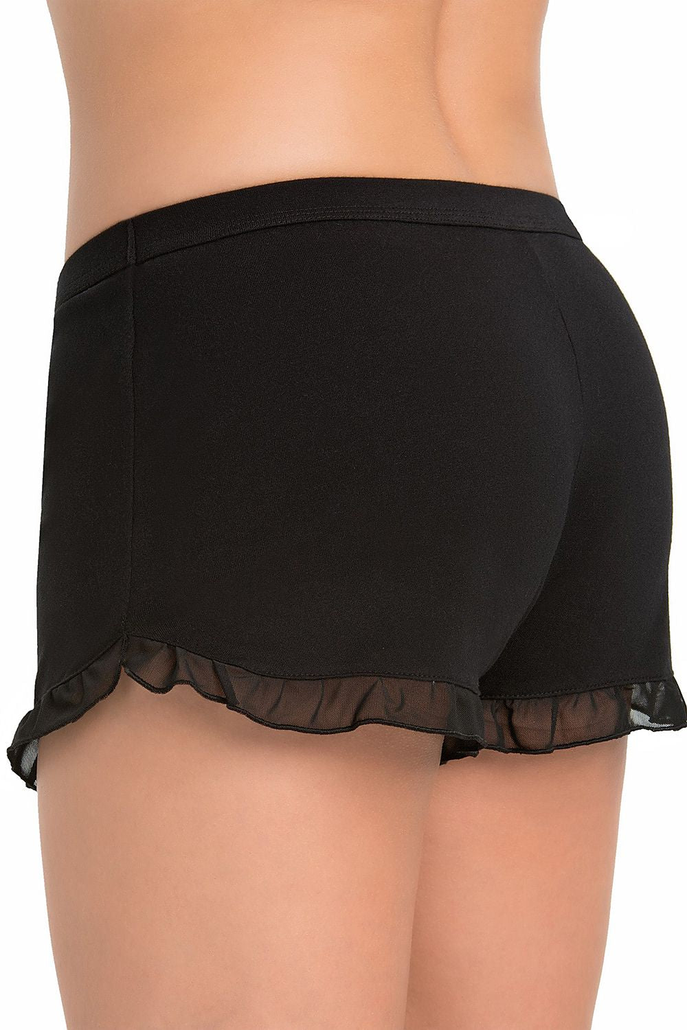 Elegant Teyli Women's Grey Frill Shorts made from soft viscose, featuring a comfortable elastic waistband, perfect for home leisure or casual outdoor wear.