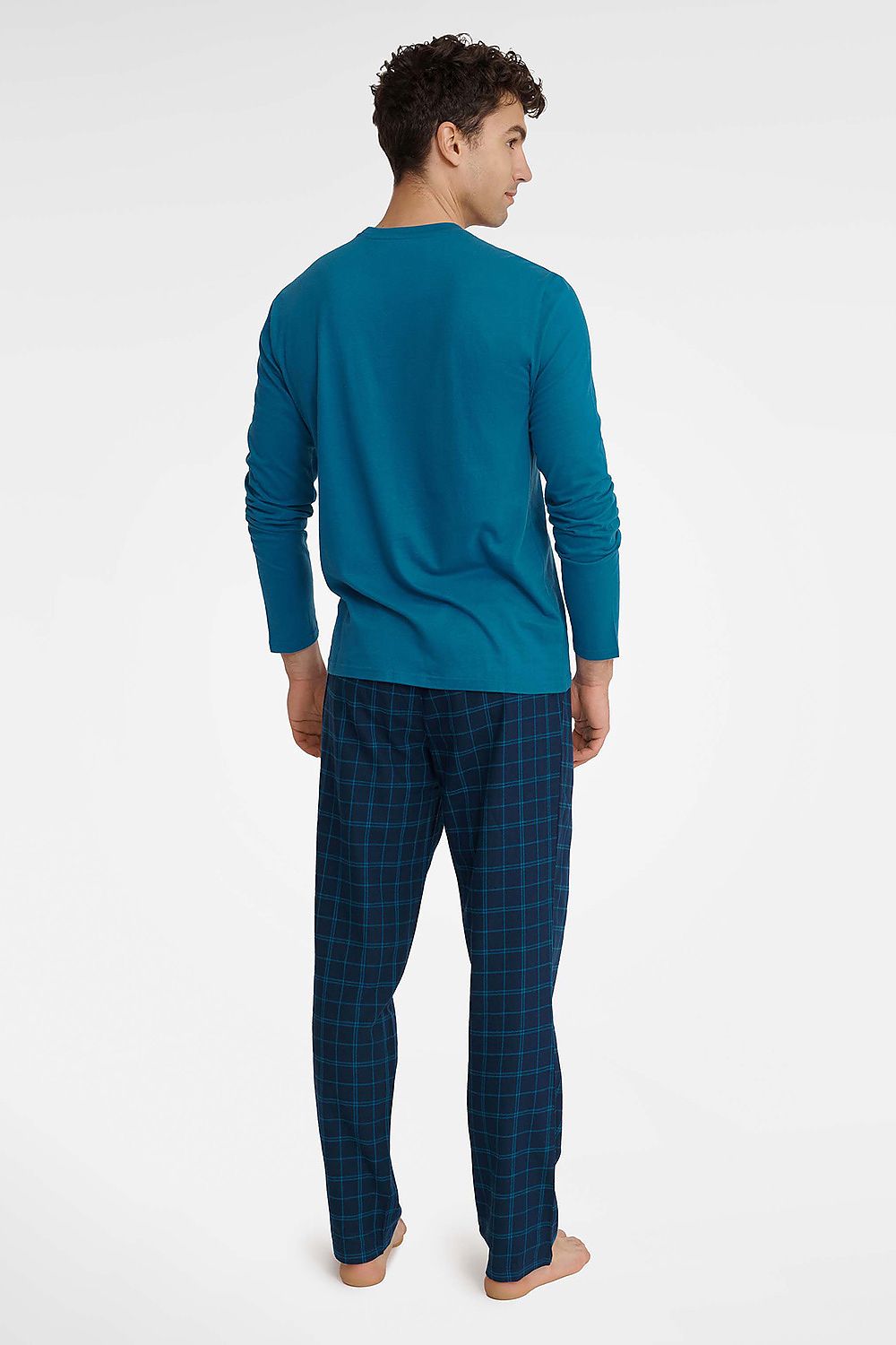 Close-up view of Henderson Men's Cotton Pyjamas Set, showcasing the luxurious fabric and intricate print of the pants, designed for ultimate relaxation.