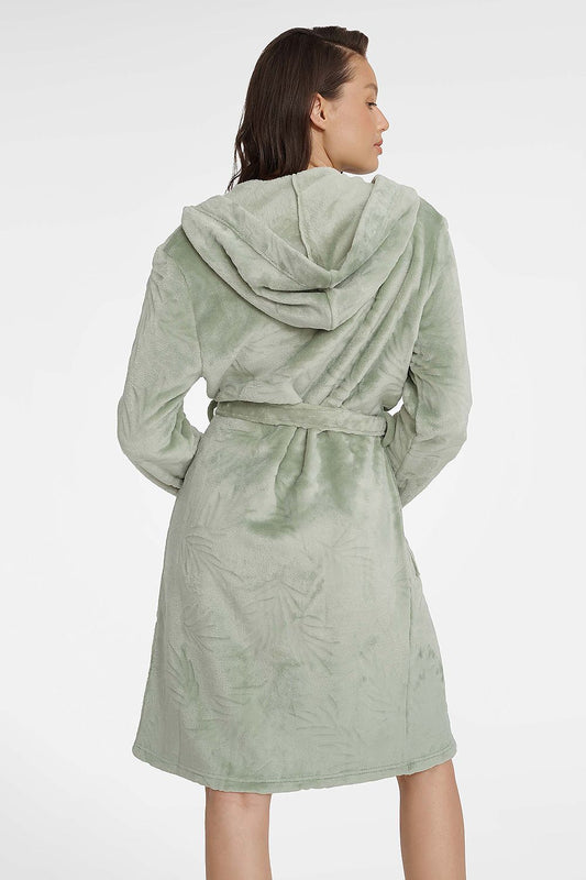 Close-up of Henderson Women's Quilted Bathrobe showcasing premium quilted fabric, ideal for indulgent relaxation and stylish lounging.