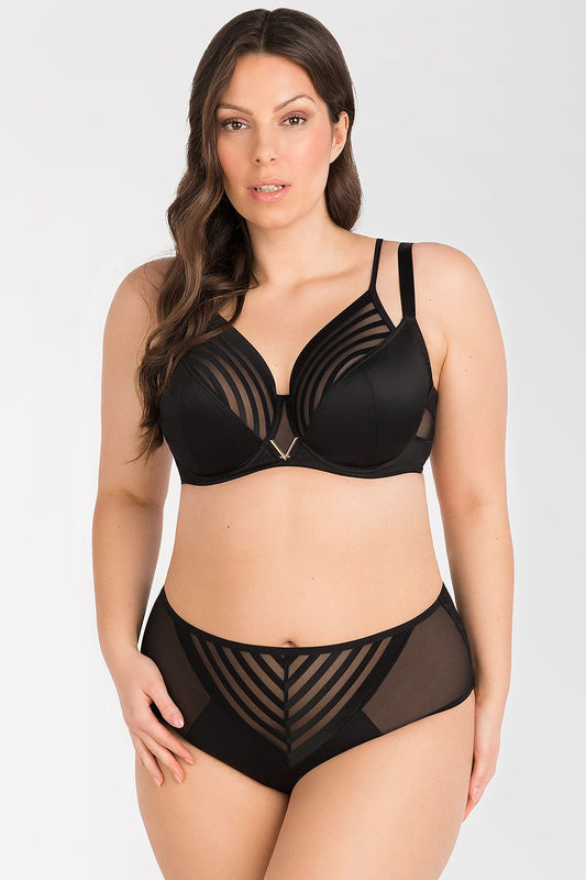 Gorsenia Lingerie beautifully crafted Soft Cleavage-Enhancing Bra with double straps, showcasing glamour style embellishments and exceptional support for larger busts.