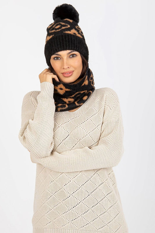 Luxurious acrylic infinity scarf featuring a unique pattern, ideal for stylish winter outfits.