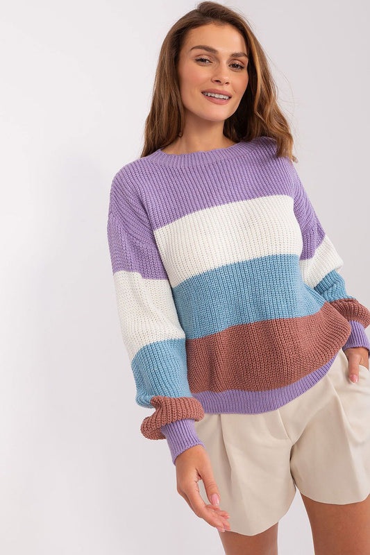 Elegant long-sleeved jumper with a chic striped pattern, designed for everyday comfort and warmth, perfect for enhancing your casual wardrobe - Badu.