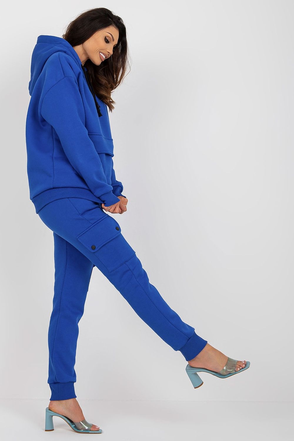 Complete luxury casual set featuring a hooded sweatshirt and cargo pants, ideal for both outdoor activities and relaxed home wear.