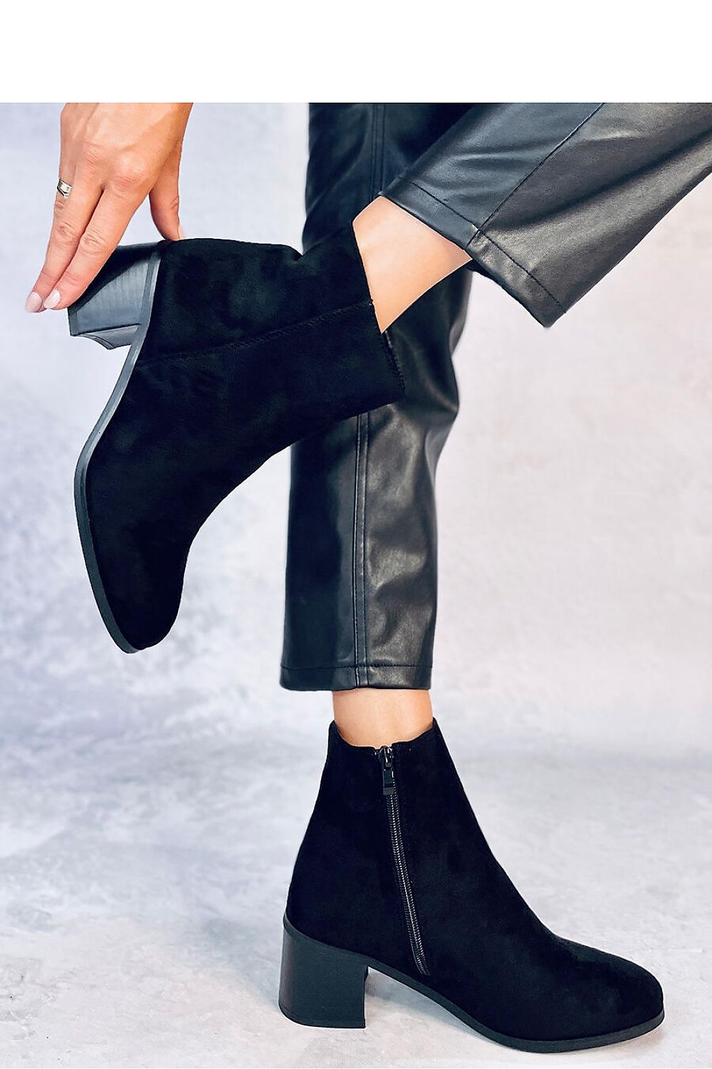 Fashion-forward Inello Eco-Suede Heel Boots styled elegantly, highlighting the premium quality and sophisticated look that complements both casual and formal attire.