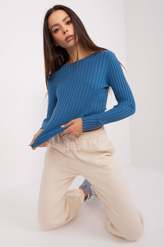 Stylish nylon, polyester, and viscose blend ribbed sweater by Factory Price, showcasing a versatile classic design suitable for both casual and formal settings.