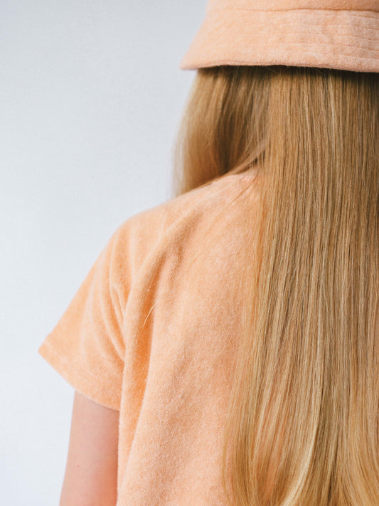 Luxurious personalised 3-piece towelling cotton summer set for kids, from DreamBuy, perfect for beach outings.