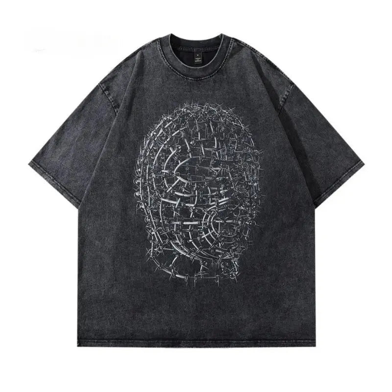 Model wearing the Ironhead Graphic Tee styled for casual elegance, embodying edgy fashion from Dazzling Dreams Studio.