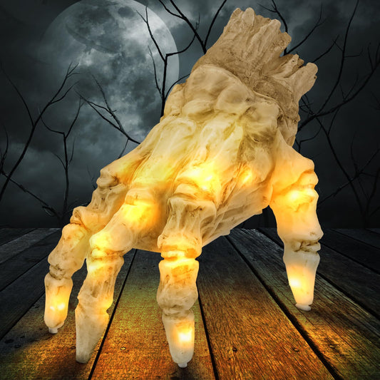 Halloween Electric Luminous Crawling Hand Animated Decoration with intricate details, illuminating the eerie atmosphere for a haunting experience.