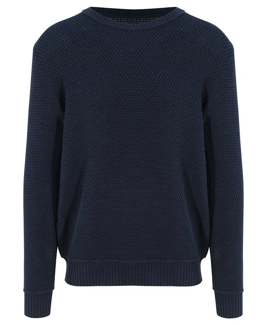 Chic and environmentally conscious knitted sweatshirt, perfect for a fashionable wardrobe, made from recycled materials to promote sustainability.