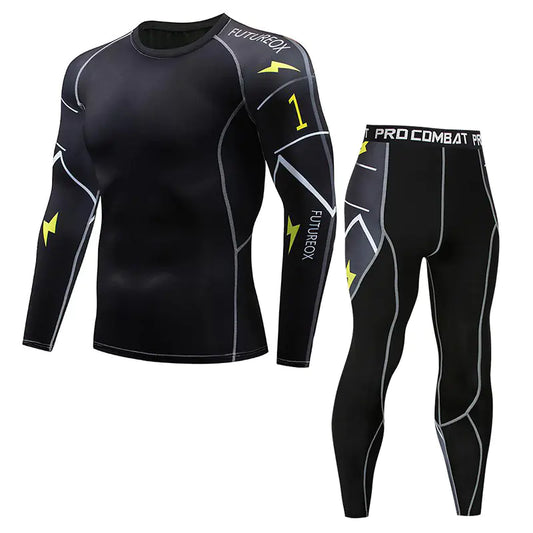Men's premium athletic long sleeve compression shirt in black featuring sleek designs and high-performance fabric, perfect for serious athletes.