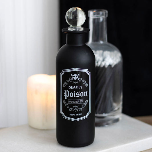 Vintage-Inspired 250ml Gothic Glass Potion Bottle with 'Deadly Poison' Label and Clear Stopper