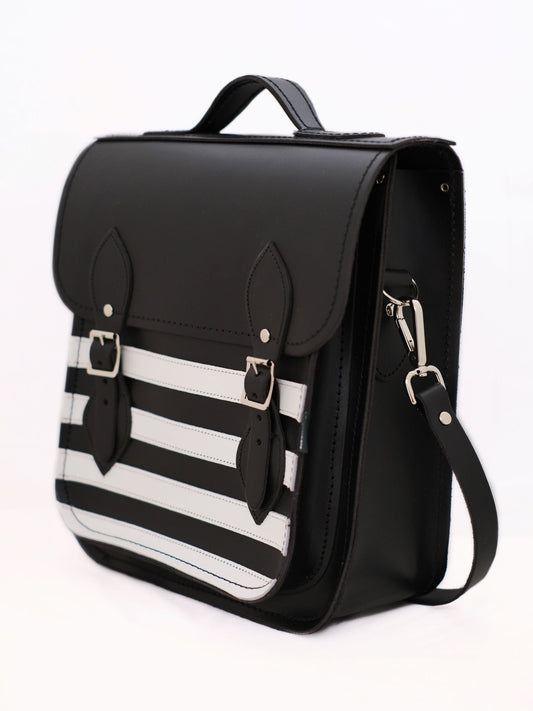 Stylish Gothic Leather City Backpack featuring detachable adjustable straps and luxurious buckle detail, embodying modern urban fashion.