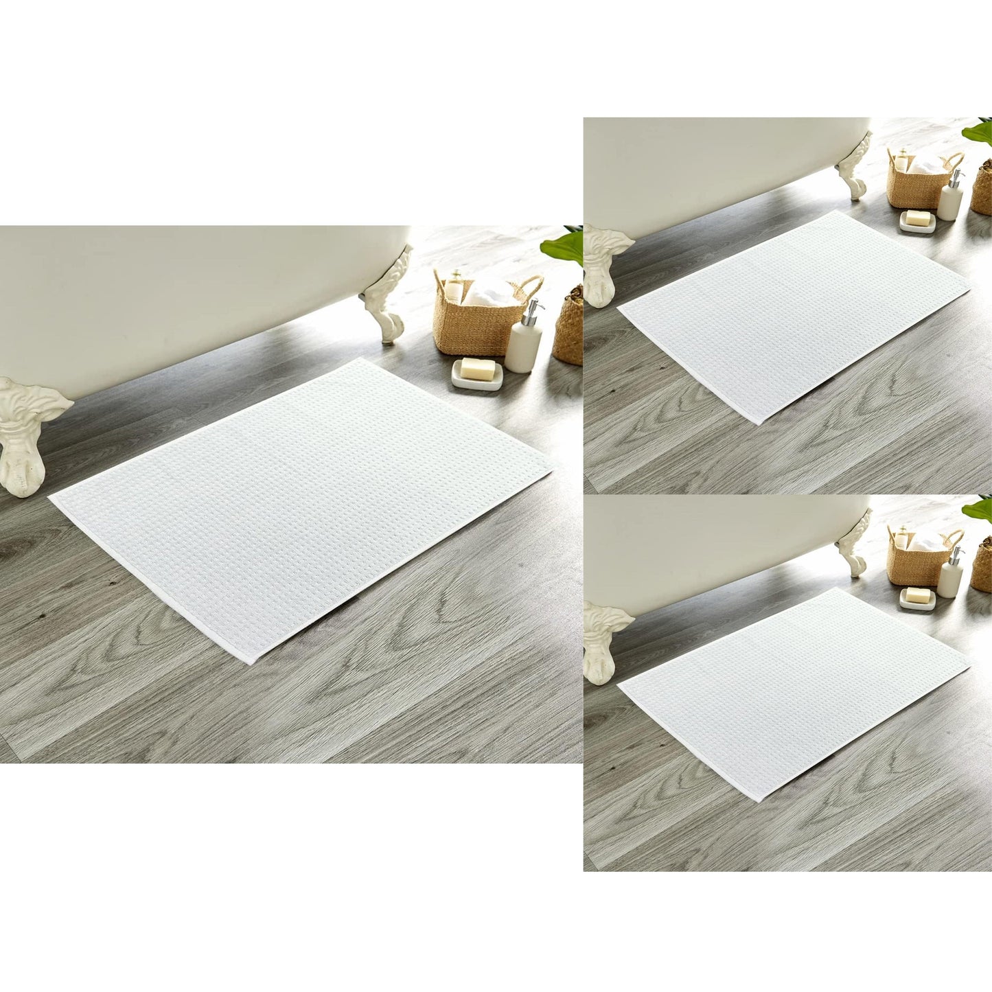 Luxurious pack of 3 deep cotton pile bathmats by OLIVIA ROCCO, showcasing their eco-friendly, ultra-soft texture, perfect for enhancing elegant bathroom decor while ensuring superior absorbency and quick-drying functionality.